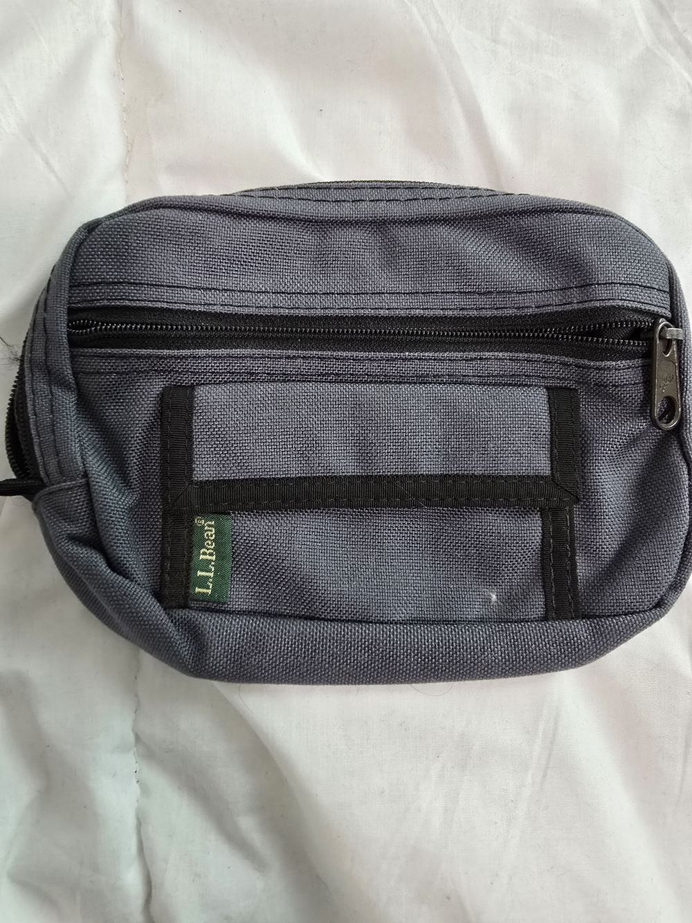 L.L. Bean Gray Canvas Toiletry Pouch with Front Pocket